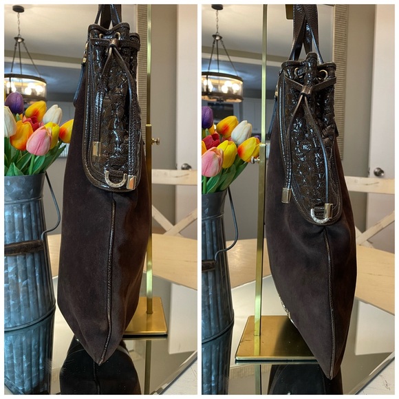 Bvlgari suede and patent leather two-way bag - Picture 4 of 16